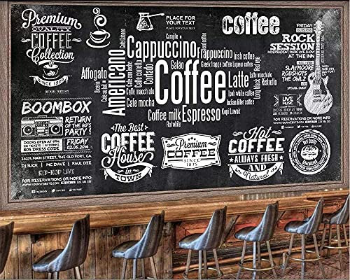 Personalized Wallpaper Personalized Blackboard Newspaper Retro Tools Background Wall Black White Lettering Custom 3D Wallpaper Paste Living Room The Wall for Bedroom Mural border-430cm×300cm