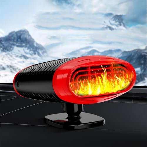 Autoheizung Defroster, Riloer 12V 120W Plug In Zigarettenanzünder Tragbarer Mini Defroster Winkeleinstellung mit kaltem und heißem Wind 80~100 ° C