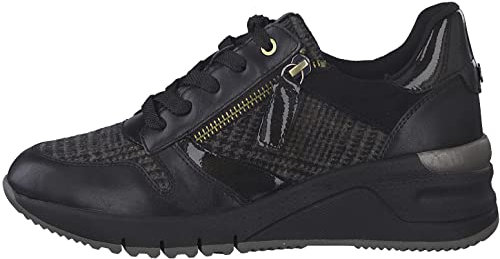 Tamaris Damen 1-1-23702-29 Sneaker, Schwarzer Filzkamm, 38 EU