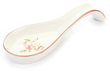 NUVOLE DI STOFFA Poggiamestolo in porcellana ANNETTE fiorellini rosa 21x8 cm