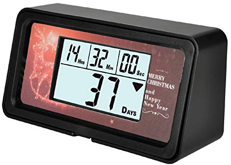HonorMeet Digital Days Countdown Timer, tägliche Ereignisse Tracking, weißes Display mit Hintergrundbeleuchtung, Alarm-Erinnerung, austauschbare Rahmenkarten für Hochzeit Ruhestand (200-schwarz)