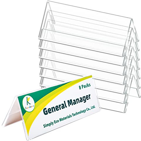 Kamehame Name Plate for Desk Pack of 8, Clear Acrylic Office Name Tent Holders 8.45x3, Double-Sided Name Plates Display Stand for Conference Business Training Event Classroom Store