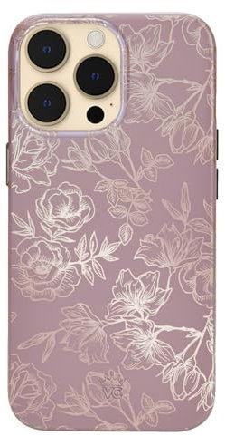 VELVET CAVIAR for iPhone 14 Pro Max Case Floral - Compatible with MagSafe - 10ft Drop Tested - Purple, Rose Gold Flowers