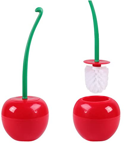 Dora Bridal Cherry Toilet Bowl Brush Hold Combo Set, 1 Pack Heavy Base Clean Bowl Hideaway Compact Holder Strong Bristles for Bathroom Toilet (1 Brush,1 Holder)