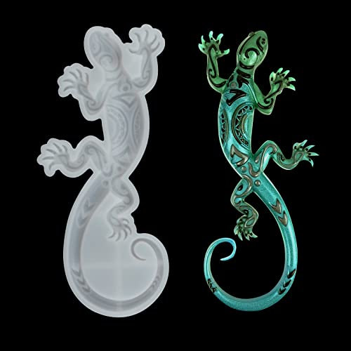 CRAFFANCY Moule en silicone réaliste en forme de lézard, moule en résine époxy 3D pour décoration murale, bureau, décoration d'intérieur