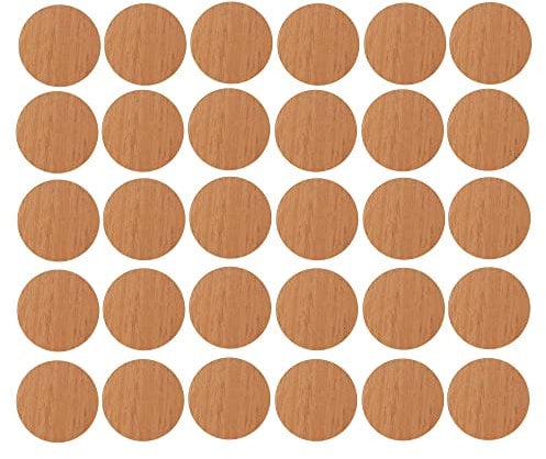30x Cache vis adhésif autocollant diamètre 20mm bouchon trou meuble table chaise maison, bois marron érable
