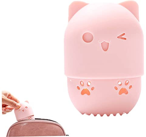 Support pour éponge de maquillage,Silicone pour éponge de maquillage Etui de en forme de chat Etui de protection pour éponge de beauté Support pour blender Capsule pour éponge cosmétique (bl