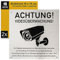 Hinweisschild Achtung! Videoüberwachung!, 2 Stück, 15 x 15 cm, gebürstetes Aluminium Schild mit Bohrlöchern, Warnschild für Innen- und Außenbereich mit DSGVO Hinweis, Video Kamera Überwachung Schild