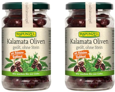 Rapunzel Bio Oliven Kalamata mit Kräutern, ohne Stein geölt (2 x 170 gr)