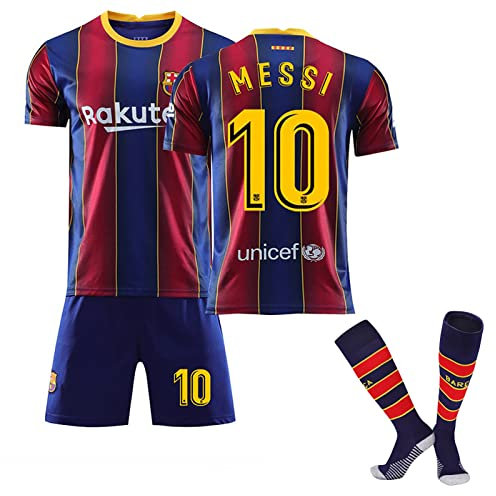 Maillot Barcelone Enfant de Foot Retro Soccer Jersey, 10 Maillot Classique, Ensemble Barca Enfant et Adultes, Garçon Vêtements de Football Extérieur Tshirt, Short avec Chaussette