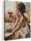 MuchoWow© Impression sur Toile Peinture 30x40 cm Tableau Mural Decoration Salon Reproductions de Tableaux Murale Moderne Couleur à l'huile - Femme - Vin