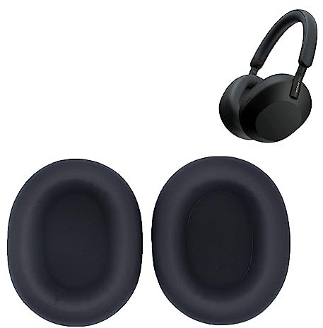 Earpads for Sony WH-1000XM5, A Pair of Replacement Ear Cushion Pads with Protein Leather and Memory Foam for Sony WH 1000XM5 Noise canceling Stereo Headset, Black (Black)
