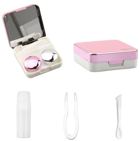 Luckious Color Contact Lens Case with All-Round Protection Travel Contact Lens Cases with Mirror, Leak-Proof, Integrated Seal Ring(Rose Red or Rose Gold)