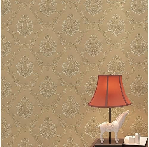 Helles Curry Vliestapete Moderne Minimalistische Prägung Tapete 3D Relief Tapete für Wohnzimmer Schlafzimmer TV Hintergrundwand - 0,53 m x 9.5 m