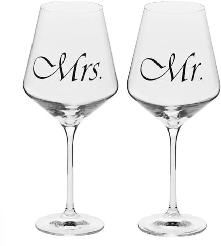 Krosno Red Wine Glasses Set of 2 | 18.6 oz | Avant-Garde Collection | Mr & Mrs | Crystal Glass | Perfect for Home, Restaurants and Parties | Dishwasher Safe