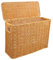MAGICLULU Narrow Woven Storage Basket with Lid and Handle for Magazines, Toys and Sundries - Stylish Light Brown Container for Home Organization and Space Saving 38 x 27 x 15cm
