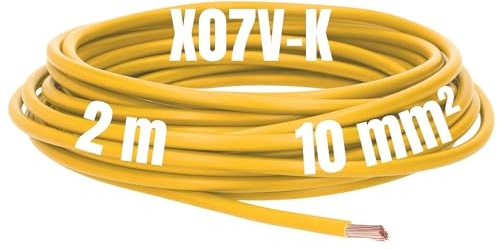 Kalitec 2m X07V-K 10 mm² Verdrahtungsleitung Gelb - Flexible Aderleitung | Feindrähtige Litze 10mm2 für Schaltschrank und Zählerschrank - Kupfer-Einzelleitung - Bis 1000V Wechselspannung geeignet