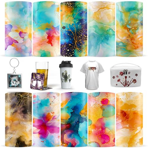 LUCKIGUCK Infusible Transfer-Tintenblätter, 10 Stück, farbiges, vorgedrucktes, gefärbtes Sublimationspapier, 30,5 x 30,5 cm, zum Aufbügeln auf T-Shirt und Tasse