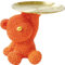 BLOOOK Statue Skulptur,Bär Figur Dekorative Tablett,Bären Skulpturen mit Dekotablett,Teddy Bär Deko Figuren Schlüsselschale,Dekoschale für Dessert Kosmetik Schmuck Kerzen (Orange)