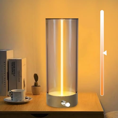 DZAY Tischlampe Kabellos Tischleuchte,Led Tischlampen USB Aufladbar Kristall Laterne mit Touch Dimmbar,Industrie Stil Camping Lamp für Schlafzimmer Wohnzimmer Nachttischlampe Schreibtischlampe