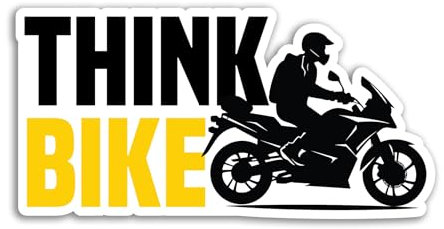 2 x 15cm Think Bike Vinyl Stickers - Yellow Motorbike Motorcycle Awareness Warning Bumper Safety Car Vehicle Van Sign Decal Sticker #81833