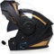 Casco Moto Bluetooth Modular Casco Abatible ECE Homologado Integrado Cascos Integrales,con Doble Visera Doble Lente Sistema De Ventilación Forro Extraíble para Mujeres Y Hombres Adulto 55-62CM