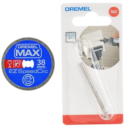 Dremel MAX Roue de coupe haute performance (SC545DM) Disque de coupe revêtement diamant & 562 Foret accessoire de découpe de carrelage faience pour pour Outil Multifonction Rotatif