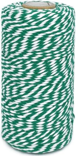 Weihnachtsschnur, Baumwoll-Bäckerschnur zum Basteln, Backen, Gartenarbeit, DIY-Heimdekoration, 2 mm Durchmesser, 100 m Länge, Grün und Weiß