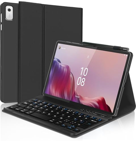 FOGARI Funda Teclado para Lenovo Tab M9 9, Teclado Lenovo Tab M9 2023, Español Ñ Teclado Magnético Bluetooth Inalámbrico Funda Teclado para Lenovo Tab M9 TB-310FU, Negro