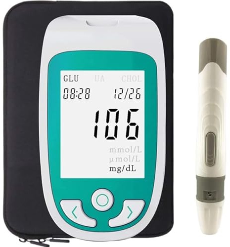 Home Blood Test Kit, 3 In 1 Multifunction Blood Glucose Uric Acid Cholesterol Monitor, Accurate Detection, Suitable for Home Clinic Hospital Travel Use