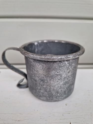 Arinosa Kerzenhalter Tasse Antik Silber Shabby Metall 9x8+3,5cm für Stabkerzen