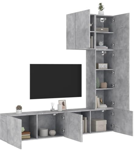 LXYZWRW Furniture Select-5 Stück TV-Wohnwand Beton Grau Holzwerkstoff
