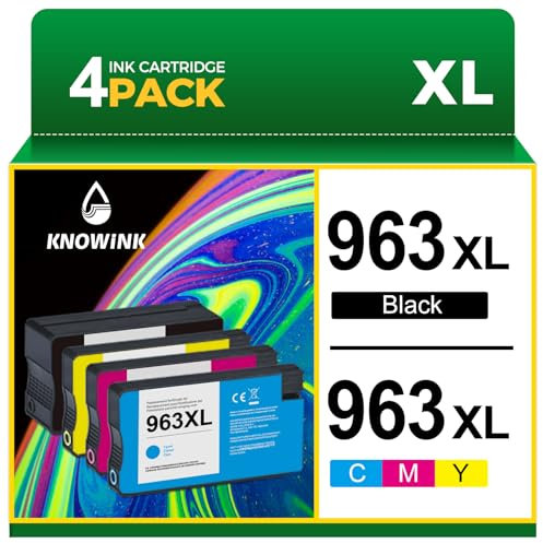 KNOWINK 963 XL 963XL Patronen Kompatibel für HP 963 Druckerpatronen Multipack für HP Officejet Pro 9012e 9010e 9014e 9015e 9019e 9022e 9025e Patronen (Schwarz Cyan Gelb Magenta, 4 Pack)