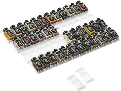 Famhap Gewürz Organizer Schublade, 48 Stück Patchworkable Gewürzregal Schublade, Küchen Organizer schublade für Gewürzgläser, Spice Rack Schublade für Gewürze Aufbewahrung
