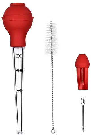 SECFOU 4stücke Bratenspritze Für Truthahn Mit Gewürzpumpe Silikonrohr Tropföl-würzrohr Und Reinigungsbürste Grillwerkzeug Mit Transparentem Volumenindikator