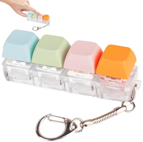 Keyboard Fidget Toy,Fidget Keyring,4 Colors Fidget Toys Adults mini Fidget Toys,Fidget Keychain for to Relief Stress Pass the Time Decompression Gift for Boys Girls Students Teens for 14+ Years Old