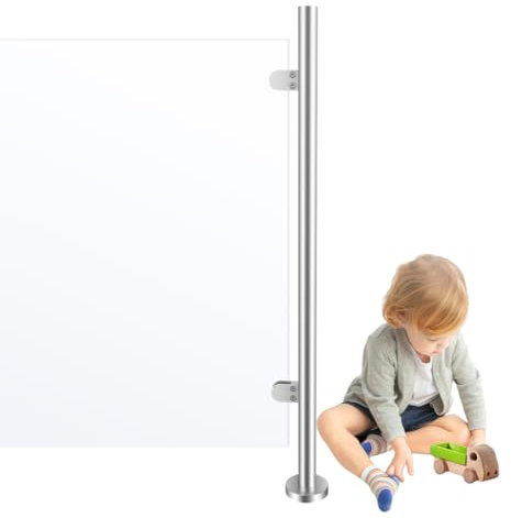Edelstahl Handlauf Balkongeländer Terrassengeländer Dachbodengeländer Treppengeländer Außengeländer Pfosten 1m*0.1m Für Glas Mit Einer Dicke von 0.39 bis 0.47 Zoll Geeignet