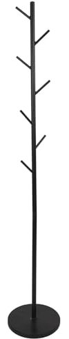 HOME DECO FACTORY - HD0441 Portemanteau Design Moderne Épuré, Crochets Solides, Installation Facile, Adapté pour Entrée ou Couloir, Couleur Noir, Dimensions 27x173x27 cm