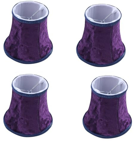XUJIAN 4X Stoff Clip auf Lampenschirm, E14 Handgefertigten Lampenschirm für Moderne EuropäIsche Stil Wandleuchte Lampe,Kristall Lampe,Kerze Lampe (Dunkel Lila)