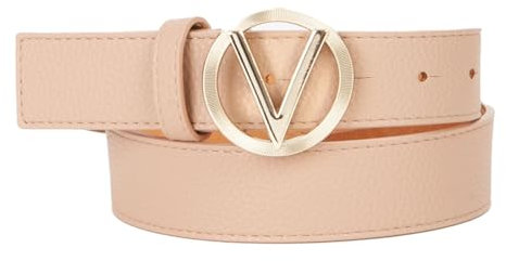 VALENTINO Hampton Plaque Buckle Belt W105 Beige/Oro - kürzbar