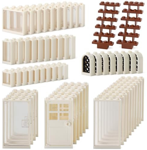 Lot de 118 blocs de construction pour fenêtres et portes pour maisons villes architecture Accessoires City MOC pièces pour enfants Compatible avec les grandes marques
