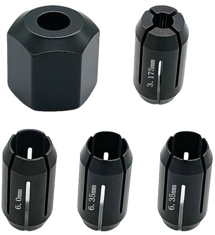 CN1 389244-00 389243-00 Collet and Nut Kit Replace for DeWalt DC550 DC551 DW660 Palm Router RotoZip spiral saw tools and Drywall routers(5packs)
