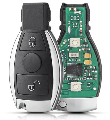 Benz FSK 433MHz 2-Tasten Auto Fernbedienung Ersatz Schlüsselkoffer | Autoschlüssel Gehäuse mit Klinge BGA Pr0grammierbar,passend für Mercedes Benz A B C CL CLK CLS E G GL M R S SL