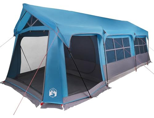 vidaXL Zelte mit Dach Blau 620 x 322 x 240 cm Polyester, Garten und Terrasse, modernes Campingzelt, faltbar, wasserfest, UV-Schutz, für Abenteuer, einfach aufzubauen