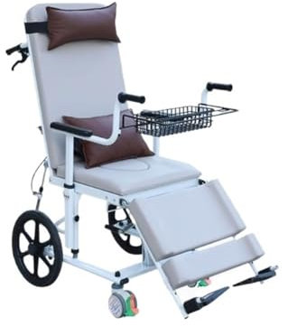 NexaGeniX Mobilitätshilfen Pflegerollstuhlbett, Multifunktionsbett for Schieben und Liegen for den Innen- und Außenbereich, verstellbar for Anheben Toilettenstuhle(Grigio)
