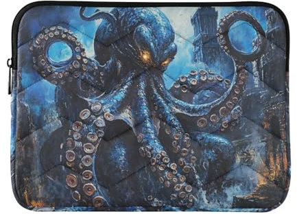 Laptop-Hülle für 33-35,6 cm (13 - 14 Zoll), niedlich, blau, glitzernd, böses Tier, Meer, Monster, Notebook-Computertasche für Männer und Frauen, Gewehr und Co