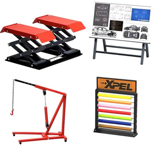 TechnixLabz Puzzle 3D pour adultes, atelier, atelier, élévateur 1/18 et porte-revues - Kit de modèle pour atelier automobile et scène de boutique personnalisée