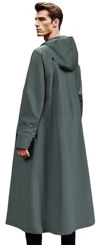 TyCylKu Manteau de pluie long | Veste de pluie imperméable longue protection contre la pluie | Veste coupe-vent réutilisable pliable Trench Coat Équipement d'extérieur pour femmes et hommes, Turquoise