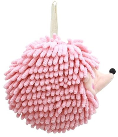 Bathroom Hand Towels | Chenille Fuzzy Ball Hand Towels | Hedgehog Chenille Wash Cloths with Loop Decorative Absorbent Kitchen Gadgets for Family Men Women Home