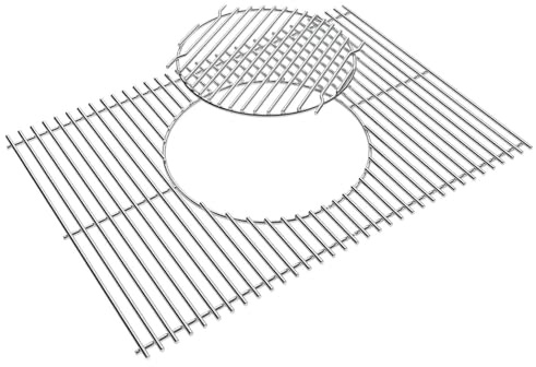 WELL GRILL 44,5cm Edelstahl Grillrost mit Rund Eingebauter Zubehör für Weber Spirit I & II E/S 310 320 330 Serie, Spirit 700, Genesis 1000-3500, Weber Gourmet BBQ Rost System